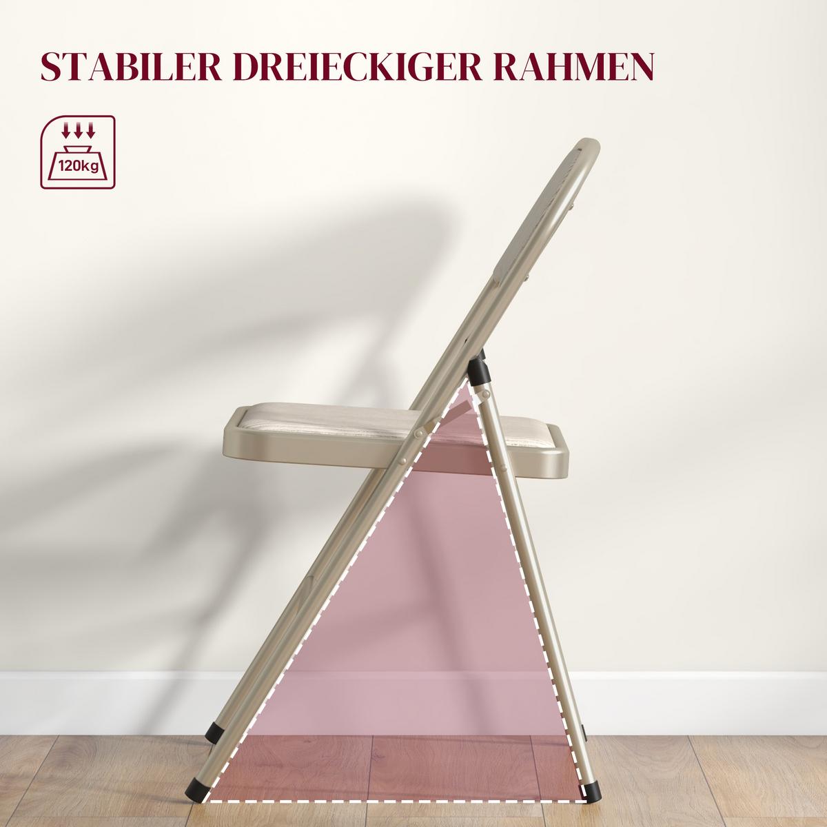KLAPPSTUHL 6er Set Polyester Stahl Beige - Beige, Textil/Metall (46/78/45cm) - HOMCOM