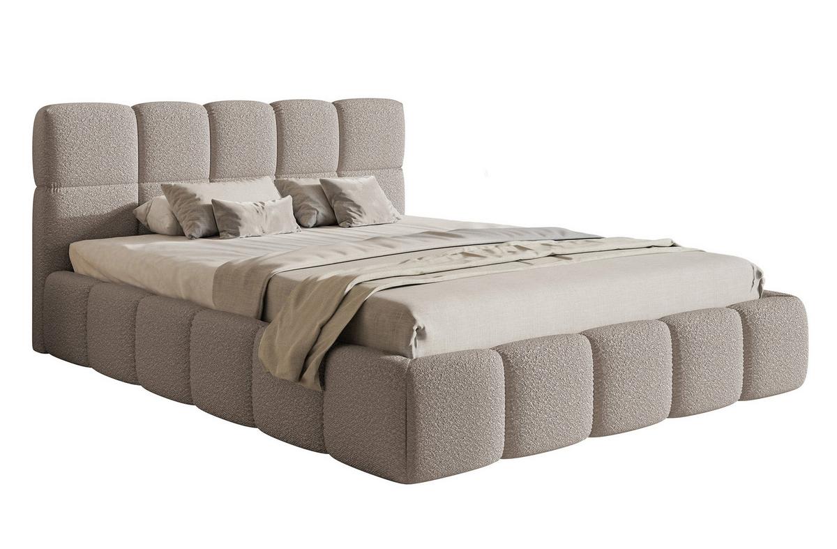 POLSTERBETT Cloudy Hellgrau Boucle 140 cm - Hellgrau/Schwarz, Textil (140/200cm) - Selsey
