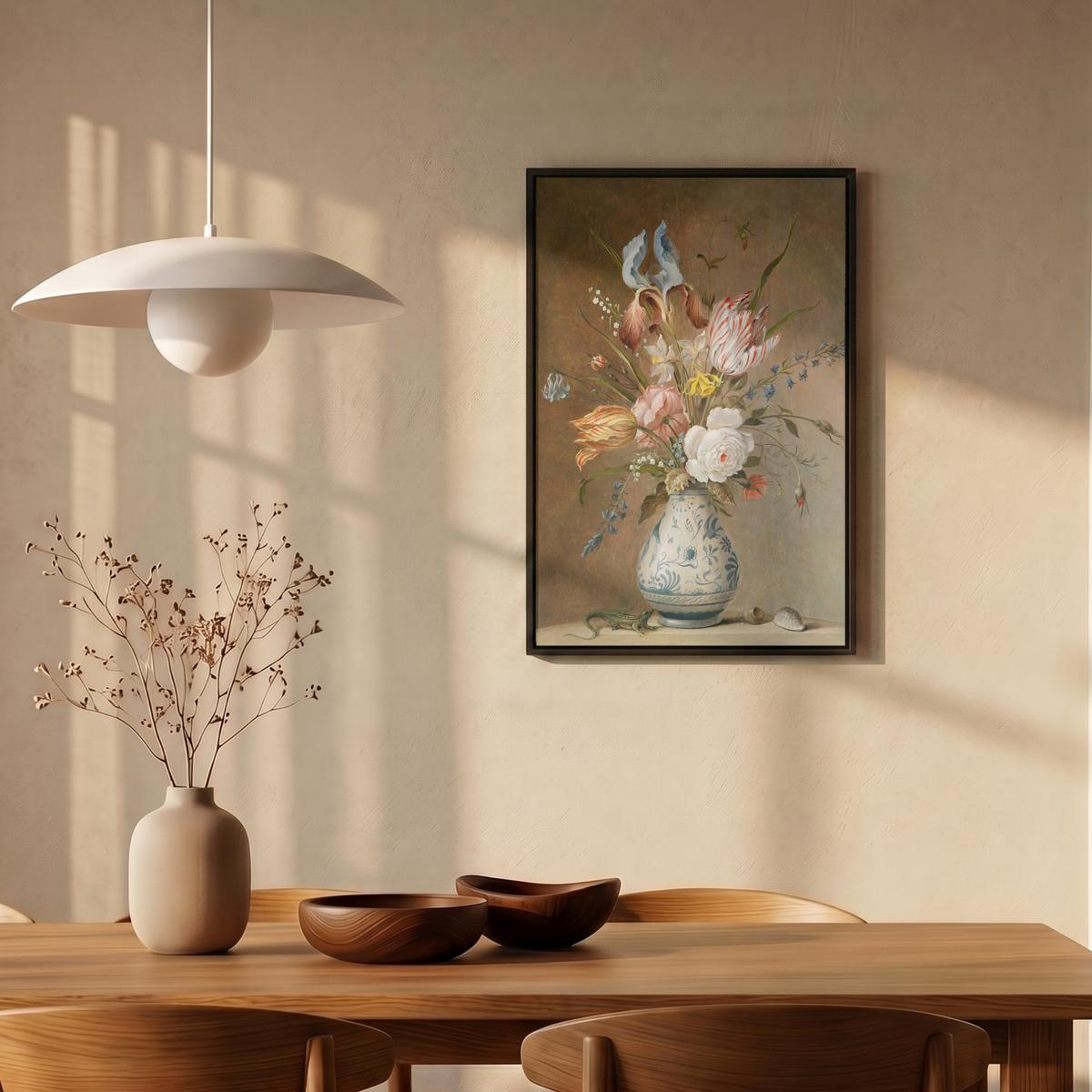 LEINWAND Bilder mit Rahmen - Alte Meister - Blumen - Balthasar van der Ast - 40x60 - Hellbraun, Textil (40/60cm) - MuchoWow