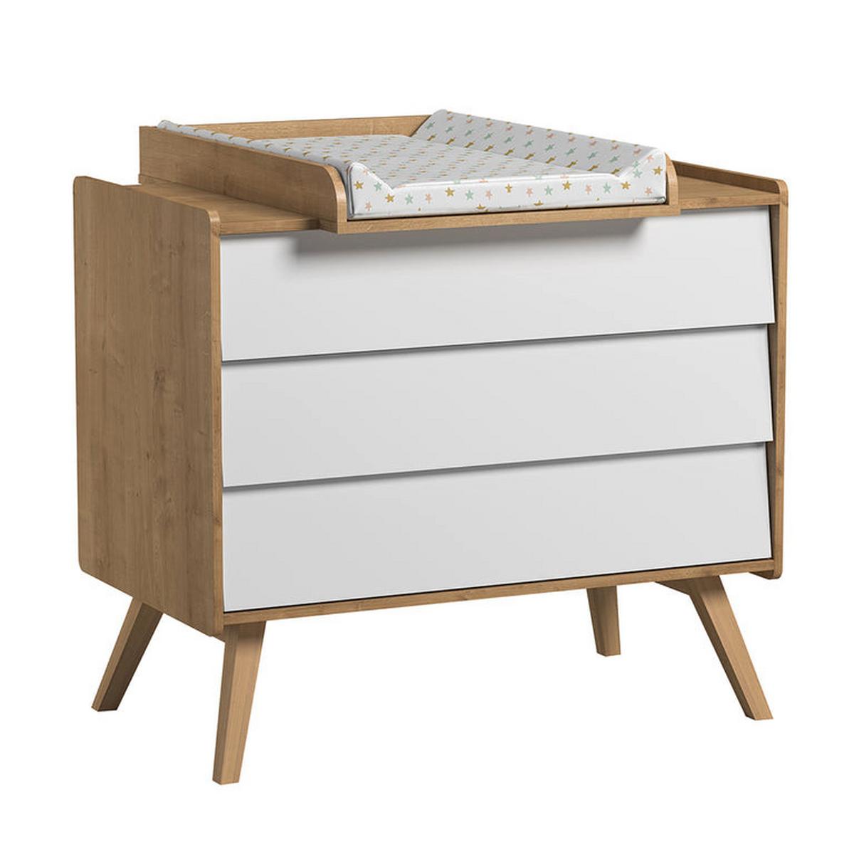 BABYZIMMER 3-teilig Vintage Weißes Holz - Braun, Holzwerkstoff (145/103/75cm) - Petits-meubles