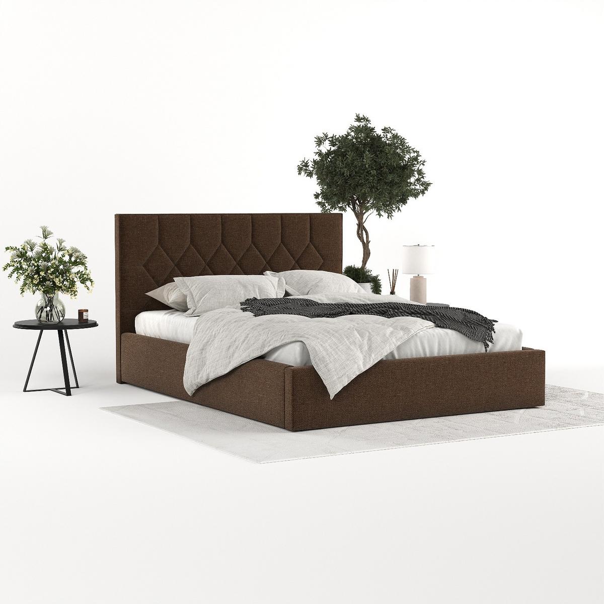 POLSTERBETT Brisa 140/200 cm Braun im Inari Stoff - Schwarz/Naturfarben, Holz/Holzwerkstoff (140/200cm) - AltaBeds