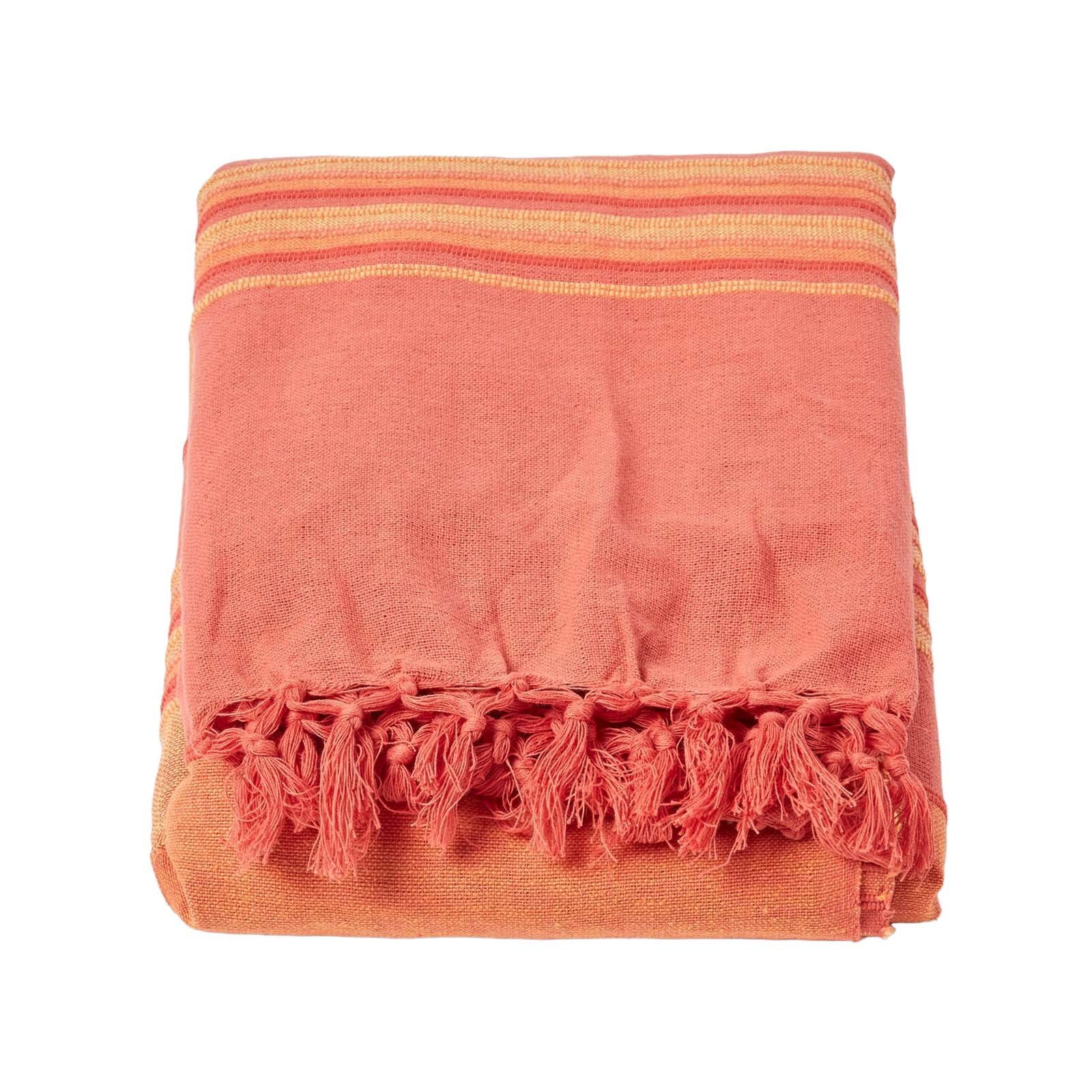TAGESDECKE Morocco 255/360 cm, Baumwolle gestreift - Orange, Textil (255/360cm) - Homescapes