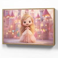 WANDLEUCHTE MIT AKKU Prinzessin - Rosa - Schloss 90x60 cm - Rosa, Holzwerkstoff (90/60/8cm) - OnlyWow