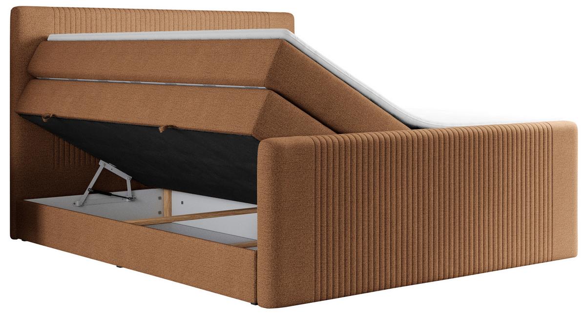 BOXSPRINGBETT KING DOREN 200/200 Orange Struktur - H3 - Orange, Holz/Textil (200/200cm) - MKS