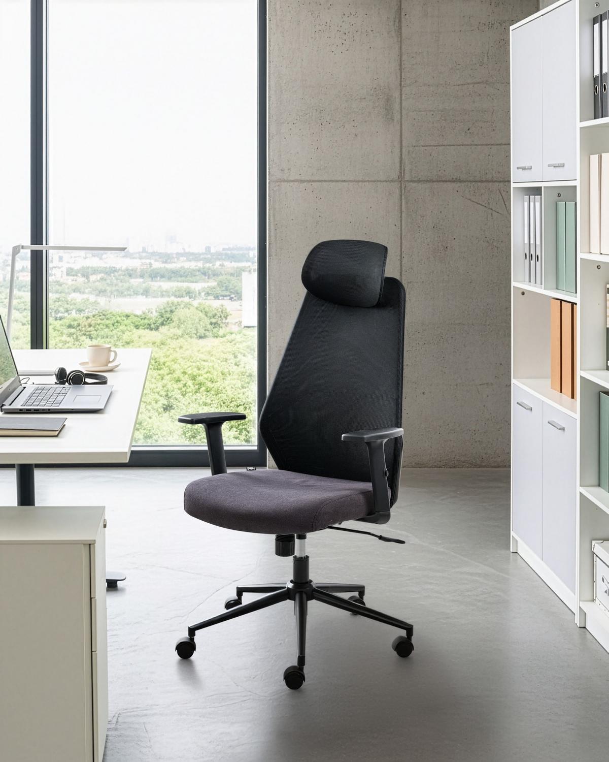 BÜROSTUHL Schwarz Oryn - Schwarz, Textil (71/111/65cm) - Beliani