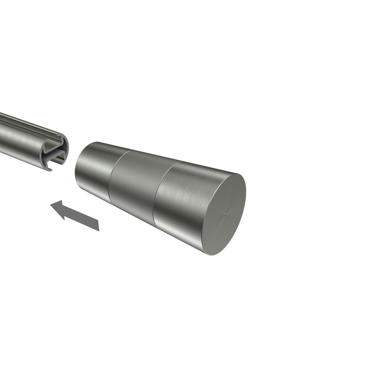 ENDSTÜCKE FÜR GARDINENSTANGEN 20 mm Ø, Tanara Edelstahl-Optik/Satin-Silber, Packung 2 Stück - Edelstahlfarben/Silberfarben, Metall (6.5/3.2/3.2cm) - INTERDECO