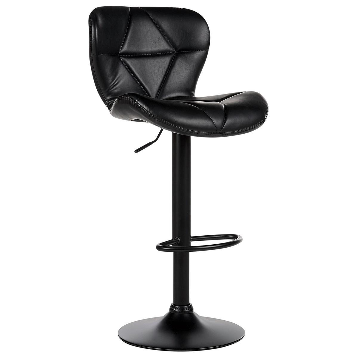 BARHOCKER 2er-Set Kunstleder schwarz höhenverstellbar Valetta - Schwarz, Kunststoff (46/89/51cm) - Beliani