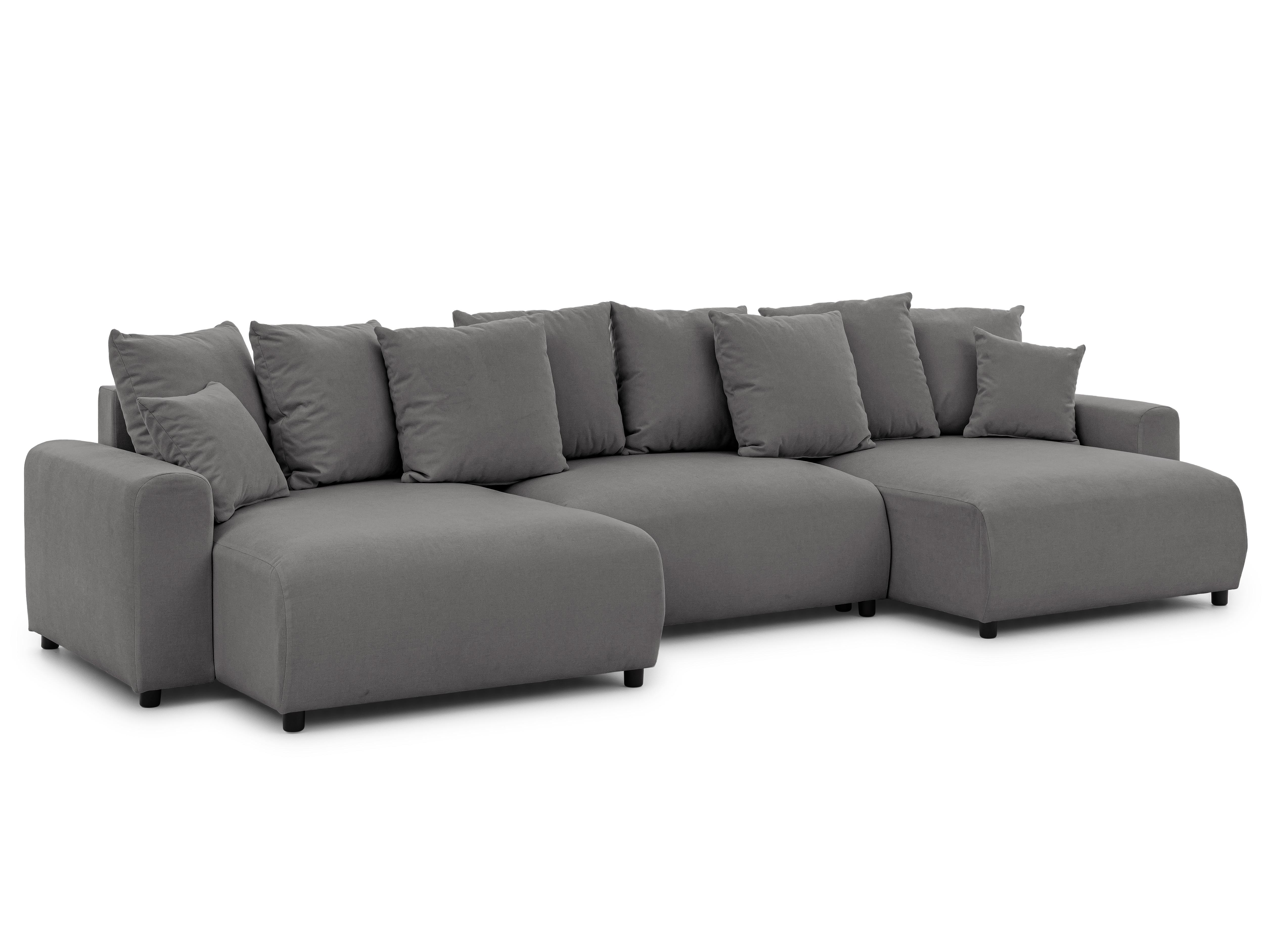WOHNLANDSCHAFT Calma mit Schlaffunktion und Bettkasten im Bumpy-Design aus weichem Taupe Webstoff - Taupe/Schwarz, Holz/Textil (336/88/140cm) - S-Style