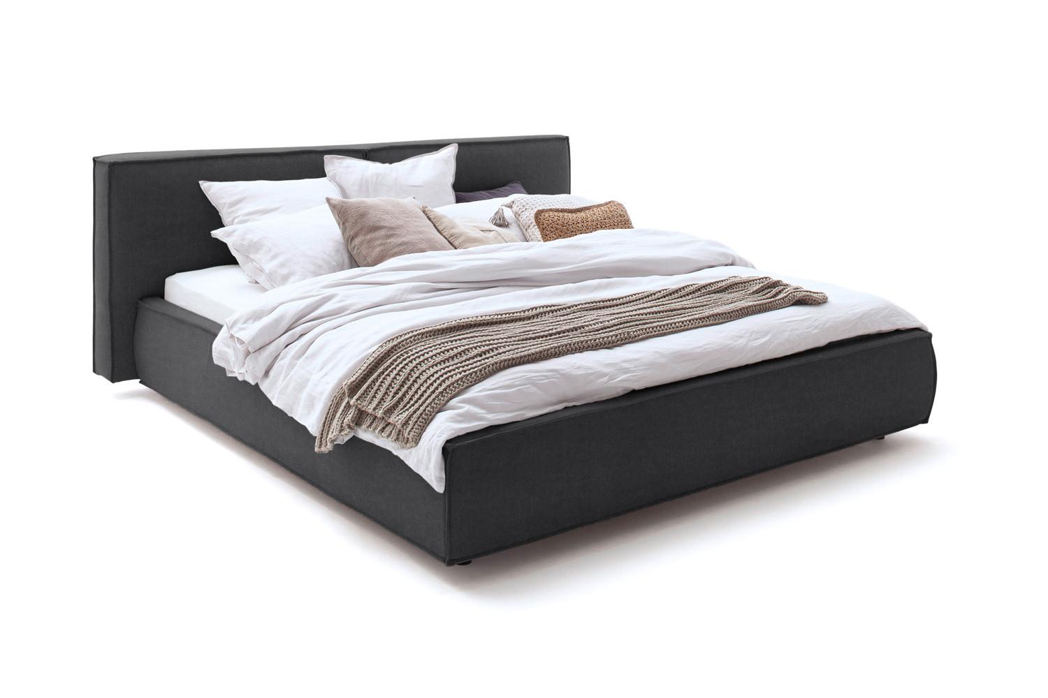 POLSTERBETT CARLO Granit Flachgewebe - Dunkelgrau/Grau, Textil (140/200cm) - KAWOLA