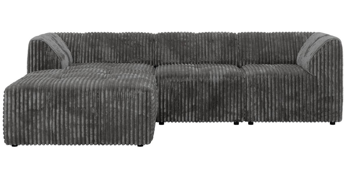 ECKSOFA VORITA L 3M - Grau Cord - Links Seite - Schwarz/Grau, Kunststoff/Textil (267/176cm) - MKS