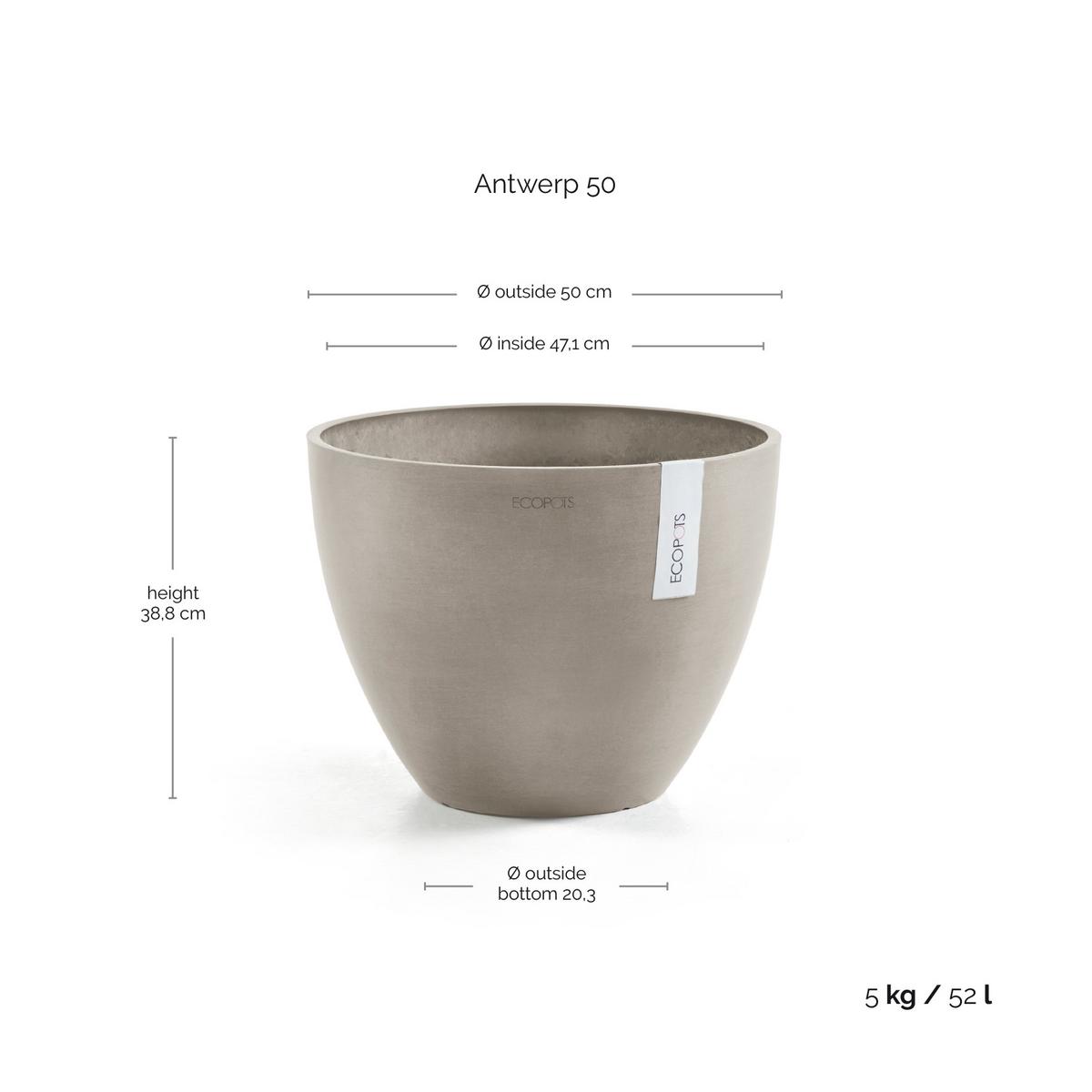 BLUMENTOPF Antwerp 49,3/37 cm Taupe - Taupe, Kunststoff (50/38.8cm) - Ecopots