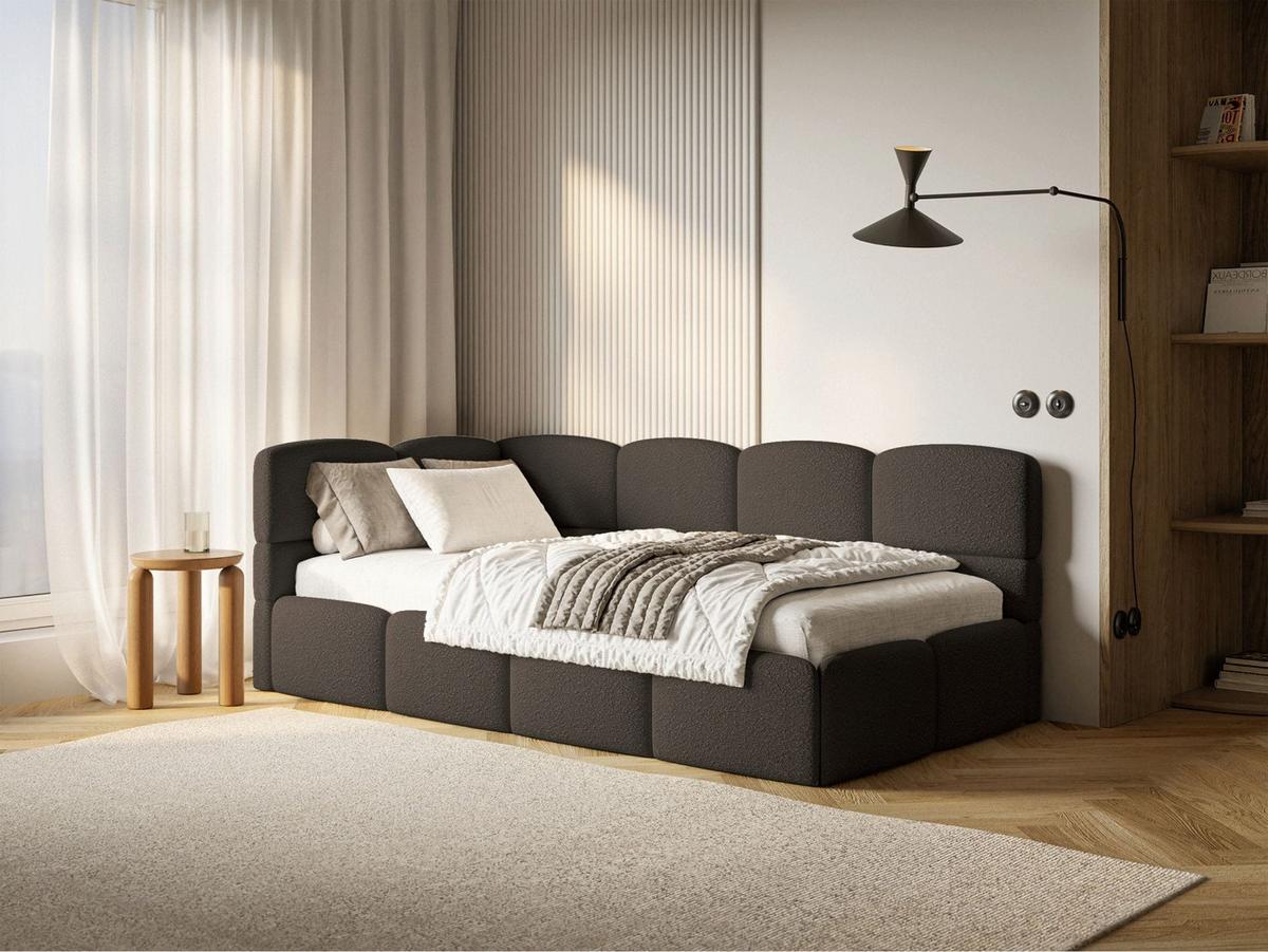 JUGENDBETT Cloudy links Bouclé Braun - Braun, Kunststoff/Textil (90/200cm) - Selsey