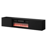 TV-LOWBOARD Tula mit Kamin - Schwarz, Holzwerkstoff (183/37/35cm) - MIRJAN24