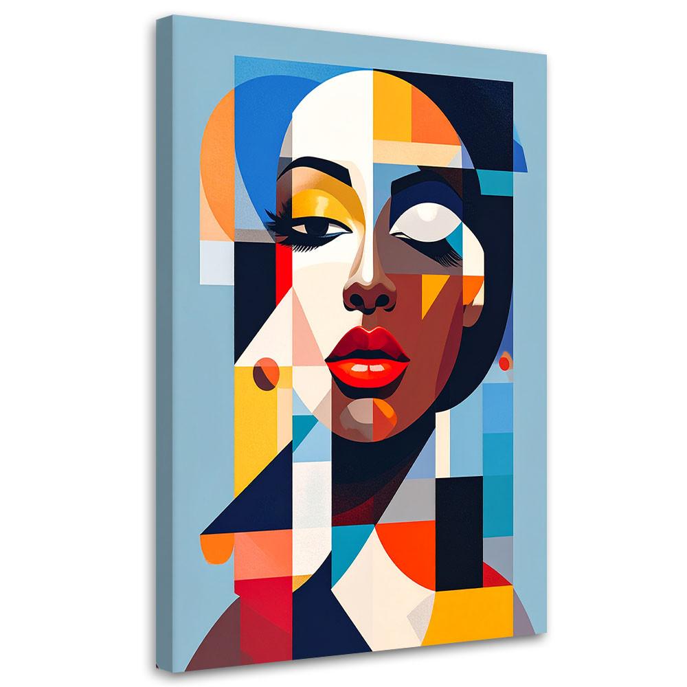 LEINWANDBILD Porträt einer Frau im Bauhaus-Stil 60x90cm - Multicolor, Textil (60/90cm) - Feeby