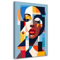 LEINWANDBILD Porträt einer Frau im Bauhaus-Stil 60x90cm - Multicolor, Textil (60/90cm) - Feeby