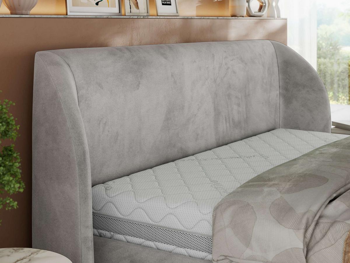 POLSTERBETT CAELA CLASSIC 160/200 - Hellgrau Velvet - Multipocket-Matratze - Hellgrau, Textil (160/200cm) - MKS