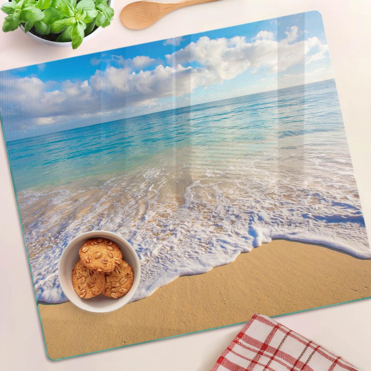 GLASPLATTE 60x52 cm Hawaii-Strand - Blau, Glas (60/0.4/52cm) - TULUP