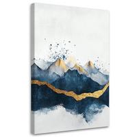 LEINWANDBILD Abstraktes Goldblau Modern 70x100cm - Blau, Textil (70/100cm) - Feeby