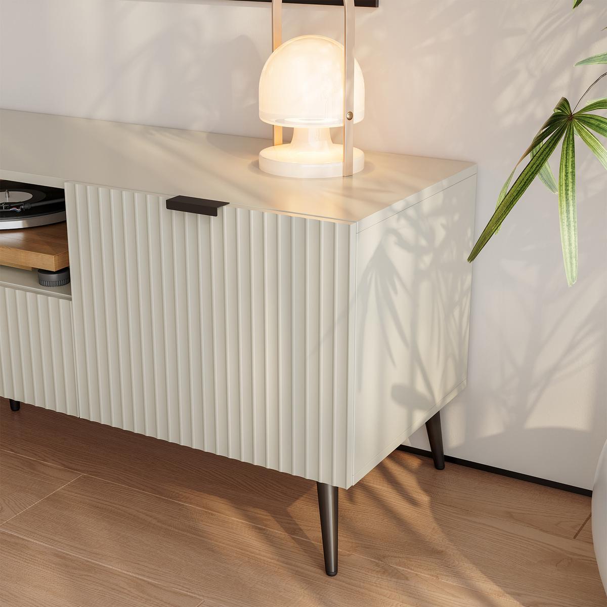FERNSEHSCHRANK Nand - Sandfarben, Holzwerkstoff/Metall (40/51/160cm) - [en.casa]