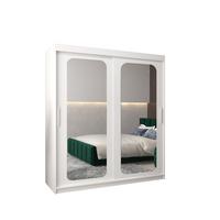 SCHWEBETÜRENSCHRANK 200/180/62 2-türig - Silberfarben/Weiß, Holz/Kunststoff (180/200/62cm) - MÖBEL KRYSPOL