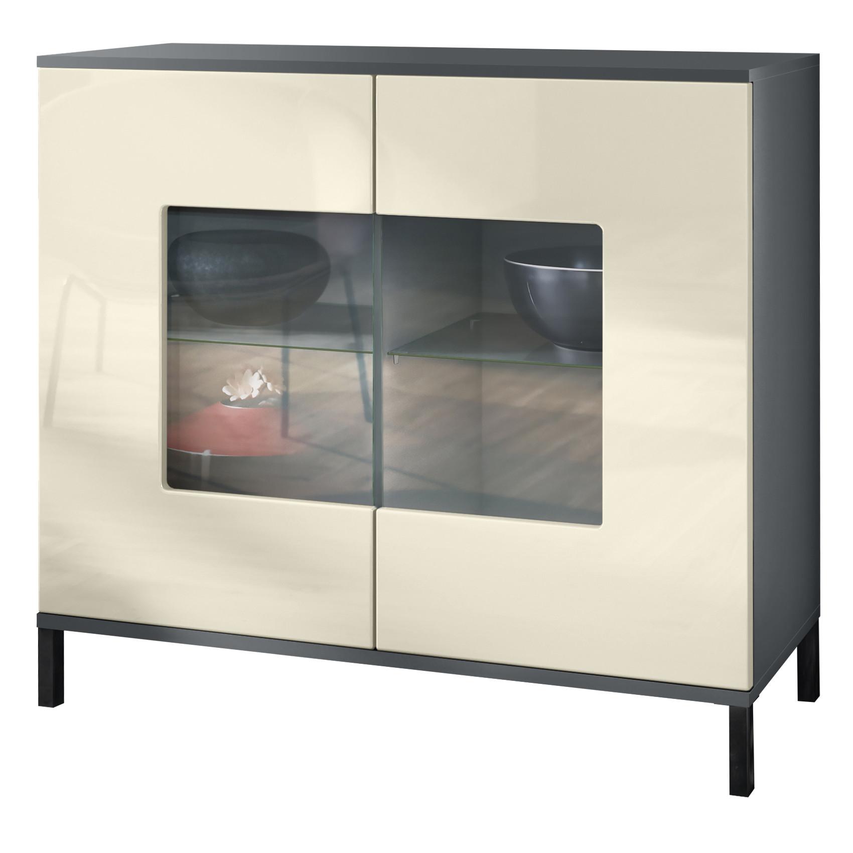 KOMMODE Grömitz Creme Hochglanz - Creme, Holzwerkstoff (92.5/83.5/35cm) - Vladon