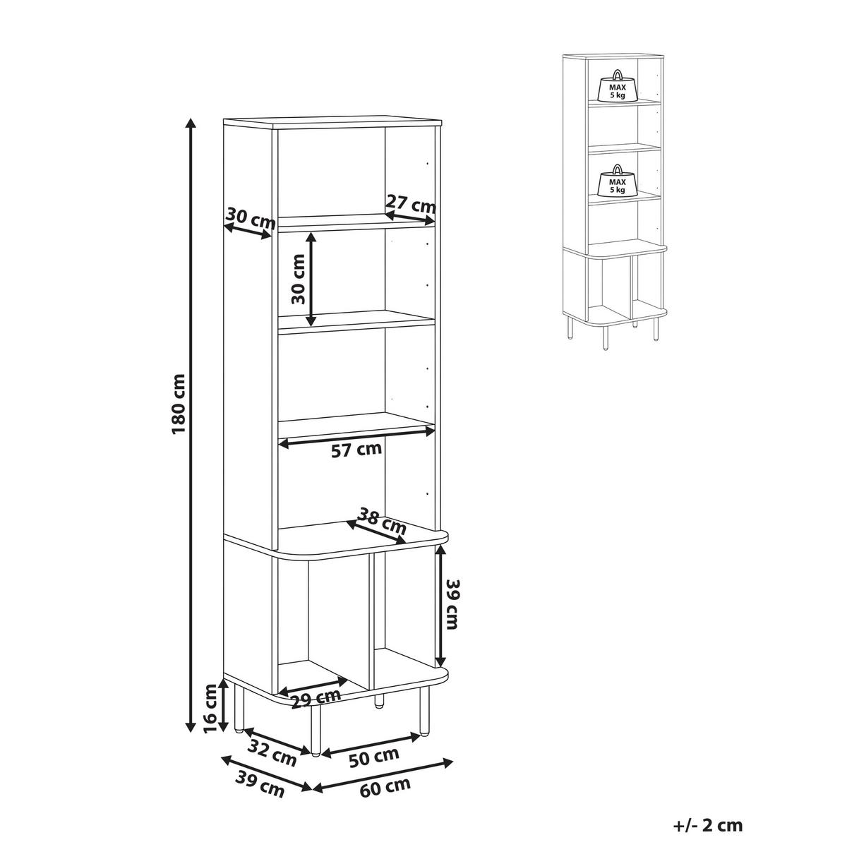 BÜCHERREGAL mit 6 Ebenen 180 cm Dunkelbraun Bradley - Dunkelbraun, Holzwerkstoff (60/180/40cm) - Beliani