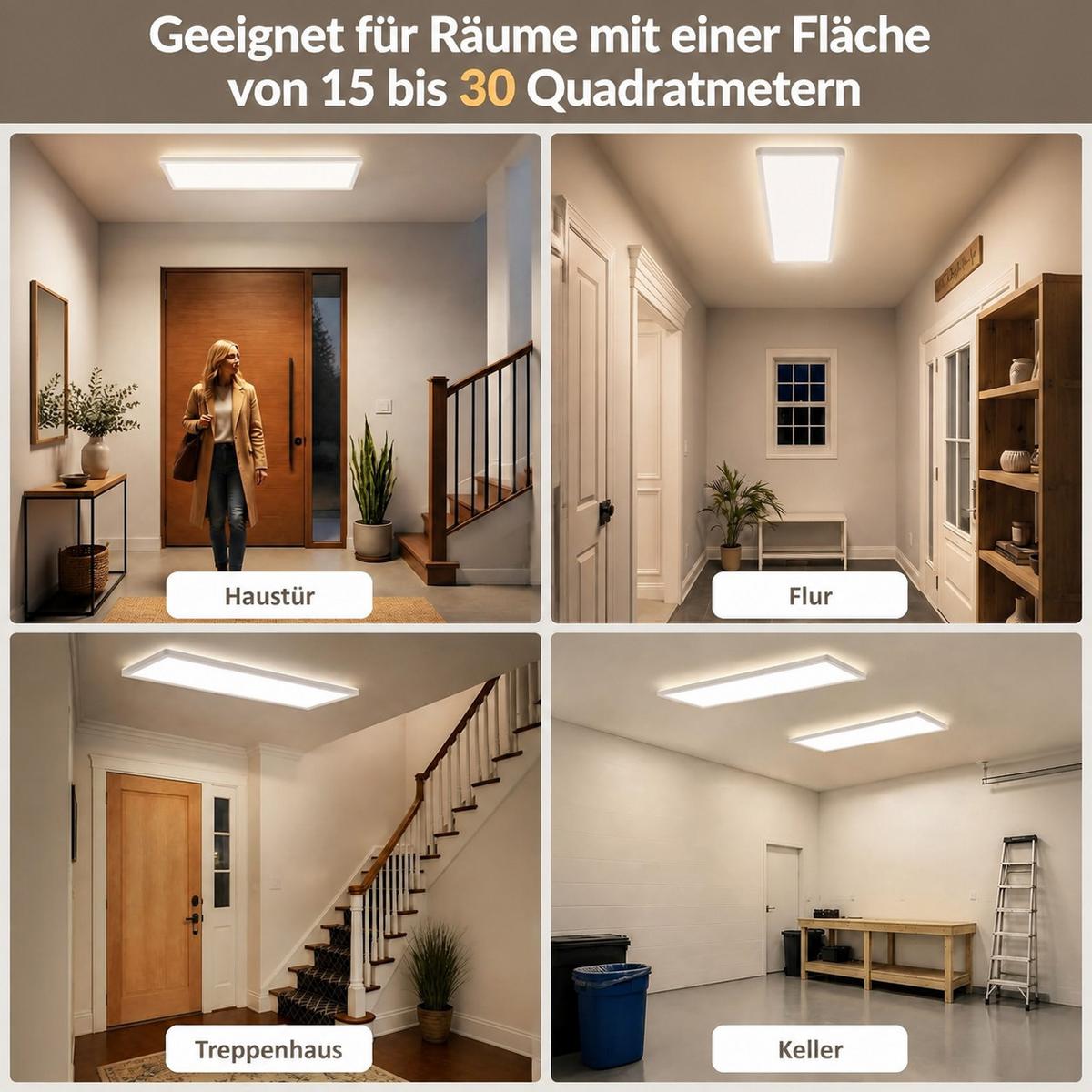 LED DECKENLEUCHTE Helyvith 100/25/5 cm - Weiß, Kunststoff/Metall (100/25/5cm) - ZMH