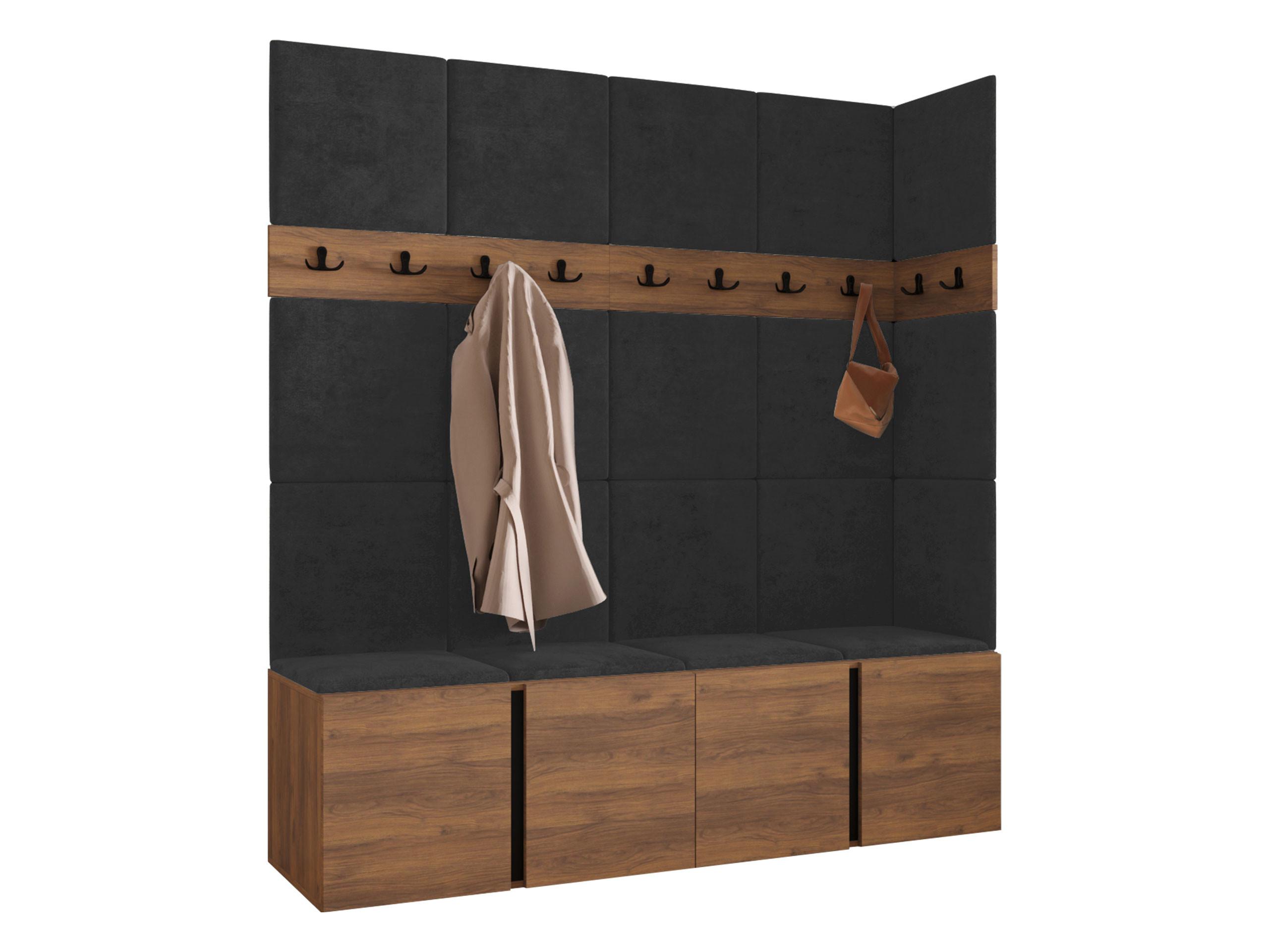GARDEROBEN-SET Orion II - Anthrazit/Nussbaumfarben, Holzwerkstoff/Kunststoff (168/186/46cm) - MIRJAN24