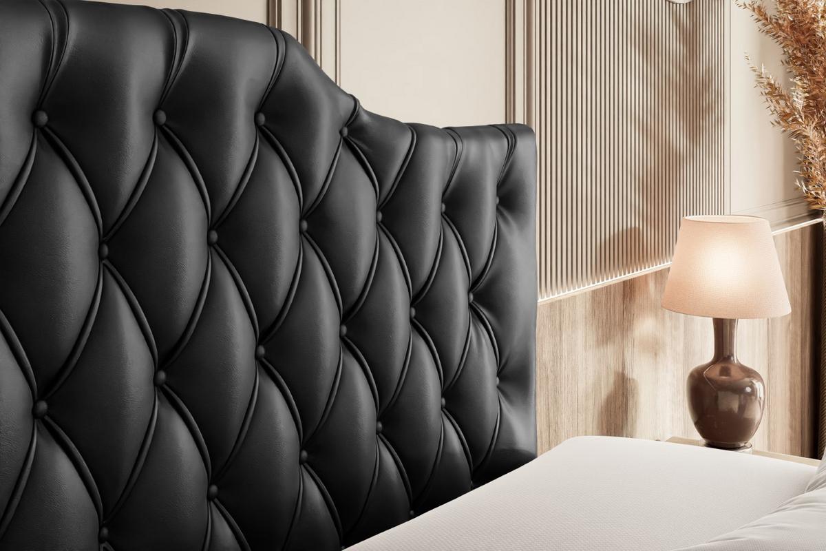 BOXBETT mit Matratze H4 und Lattenrost - VILA-1 - 120x200 cm - H4 - Schwarz Hochglanz - Schwarz Hochglanz, Holzwerkstoff (120/200cm) - ALTDECOR
