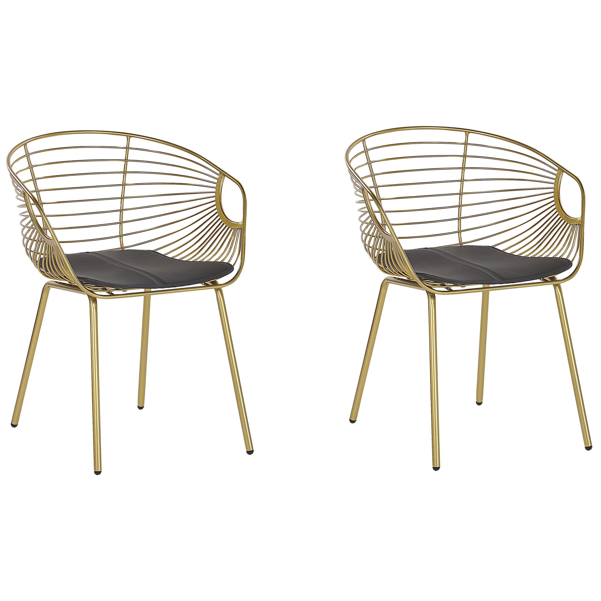 METALLSTUHL 2er-Set Gold Hoback - Goldfarben, Textil/Metall (60/79/56cm) - Beliani