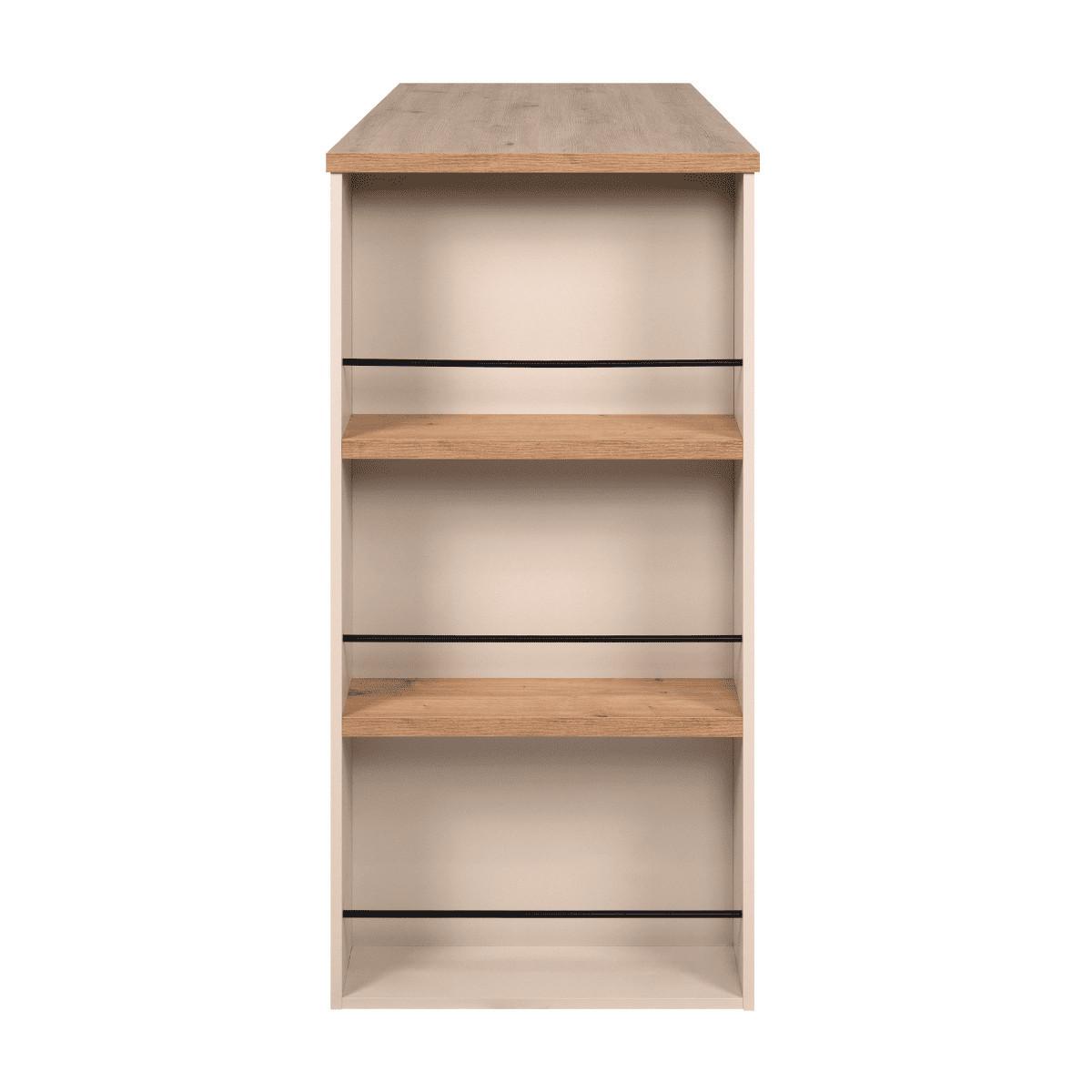 BAR-TISCH 4 Fächer, Eicheneffekt und Kaschmir 55/138/110 cm - Eschefarben, Holzwerkstoff (57.5/55/138cm) - Calicosy