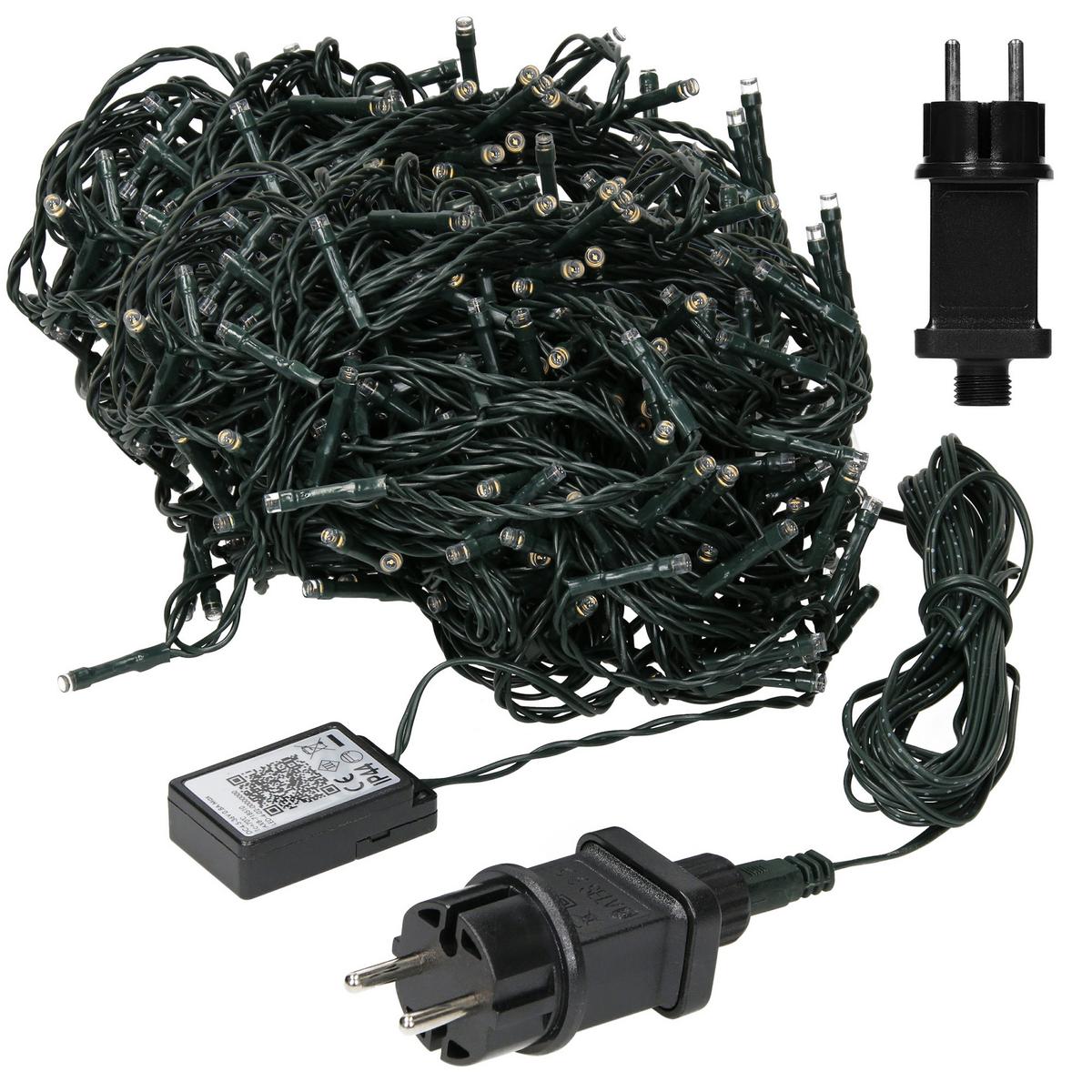 LED CLUSTER LICHTERKETTE 720LED 54m Kaltweiß Innen/Außen IP44 - Dunkelgrün, Kunststoff (5400cm) - ECD-Germany