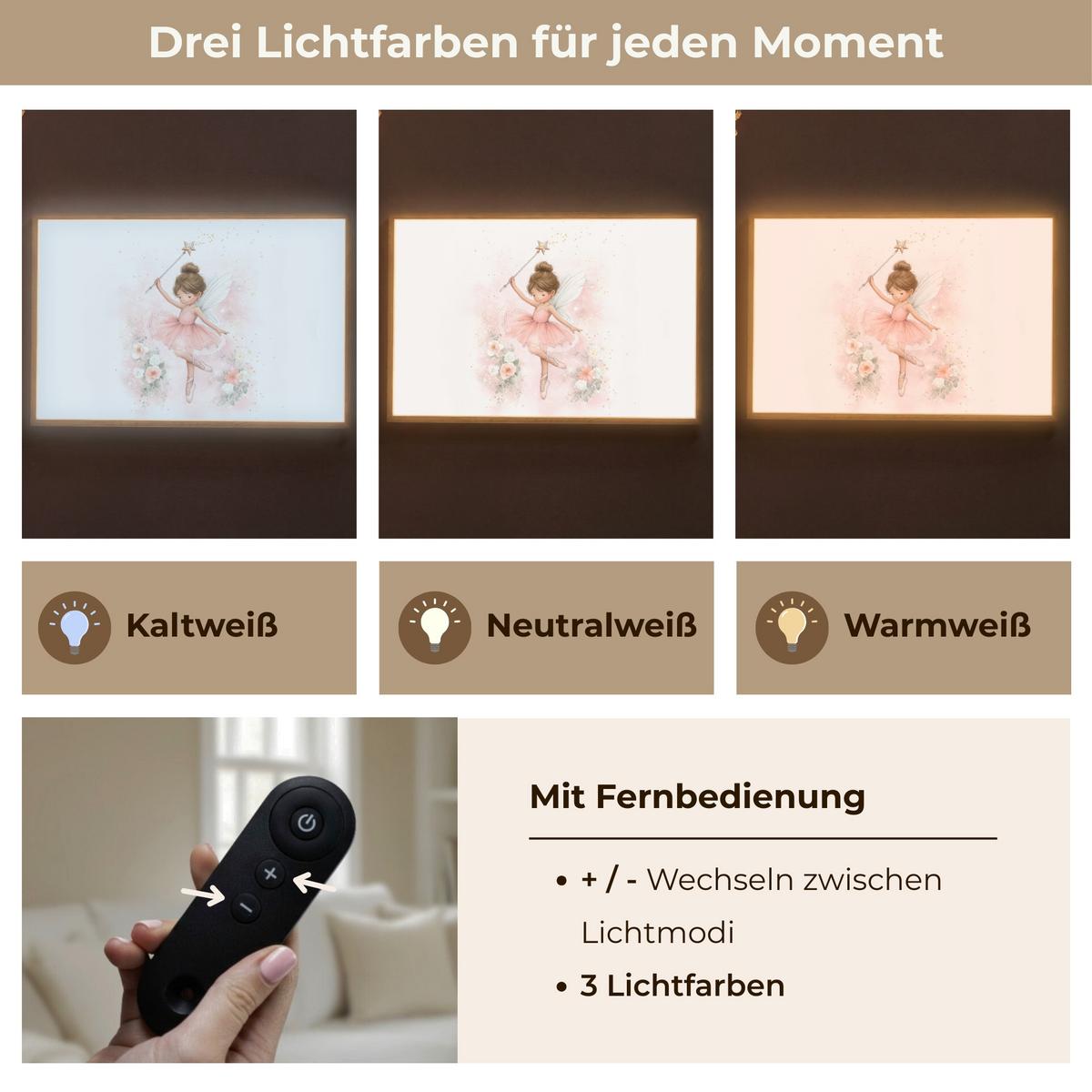 NACHTTISCHLAMPE MIT AKKU Ballerina - Fee - Blumen - Rosa 100x70 cm - Rosa, Holzwerkstoff (8/100/70cm) - OnlyWow