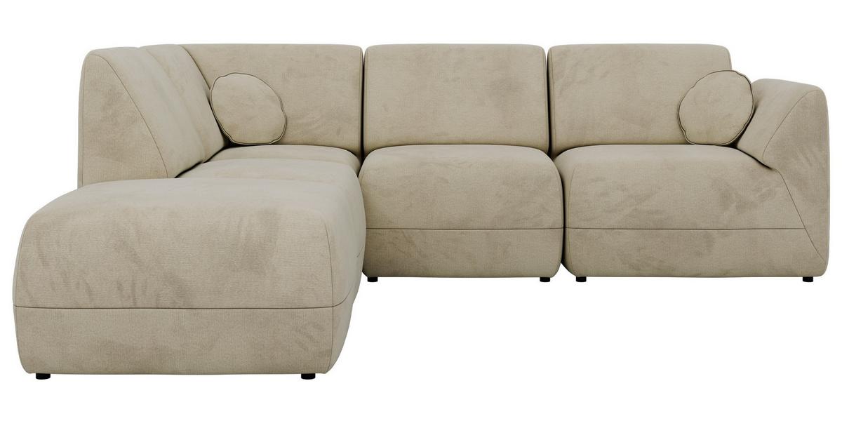 ECKSOFA NOARA 5M L Beige Velvet - Links - Beige/Schwarz, Kunststoff/Textil (244/267cm) - MKS