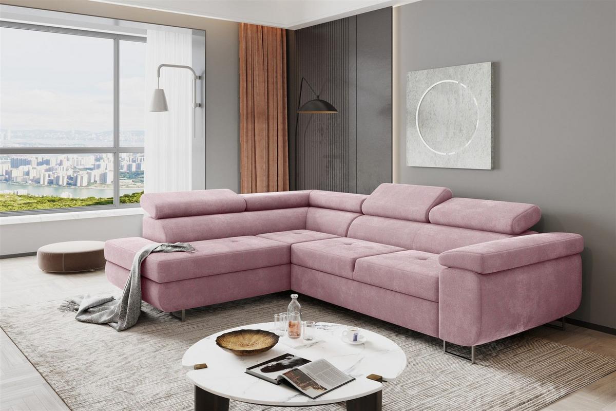 ECKSOFA Jade Mit Schlaffunktion - Rosa, Holzwerkstoff/Textil (202/275cm) - Fun Möbel