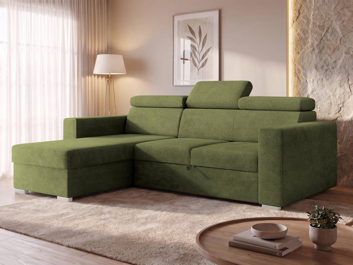 ECKSCHLAFSOFA Pedro 2rLC - Silberfarben/Grün, Holz/Kunststoff (235/170cm) - MIRJAN24