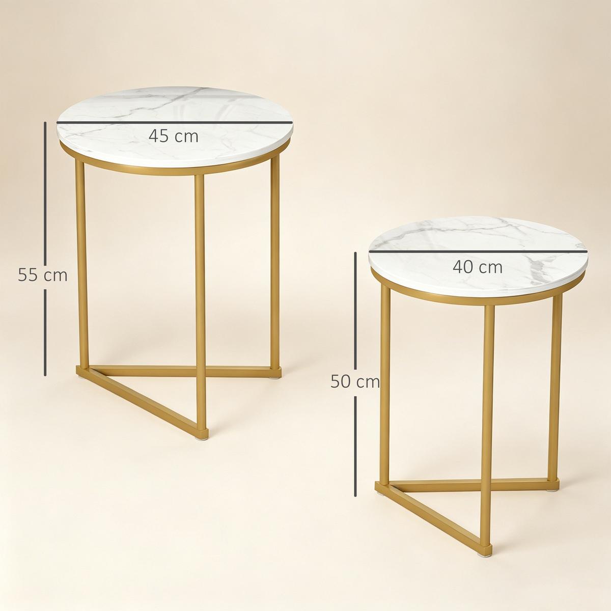 BEISTELLTISCH 2er Set MDF Stahl Gold - Goldfarben, Metall (45/45/55cm) - HOMCOM