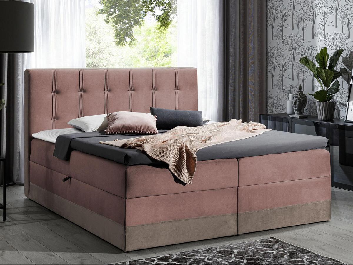 BOXBETT Royal - H3 - Braun/Rosa, Holz (180/200cm) - MIRJAN24