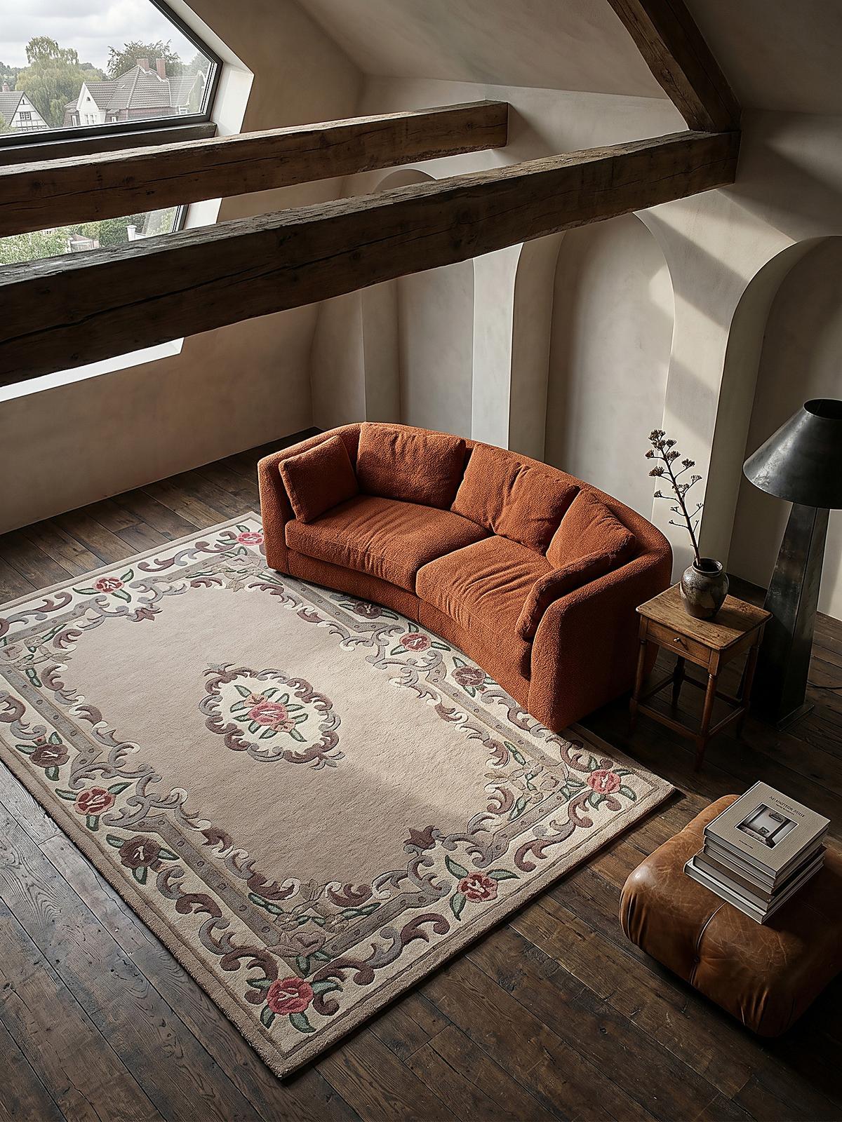 WOLLTEPPICH BEAULY, klassisch, Braun-Beige, 120 x 180 cm - Braun, Textil (120/180cm) - KADIMA DESIGN