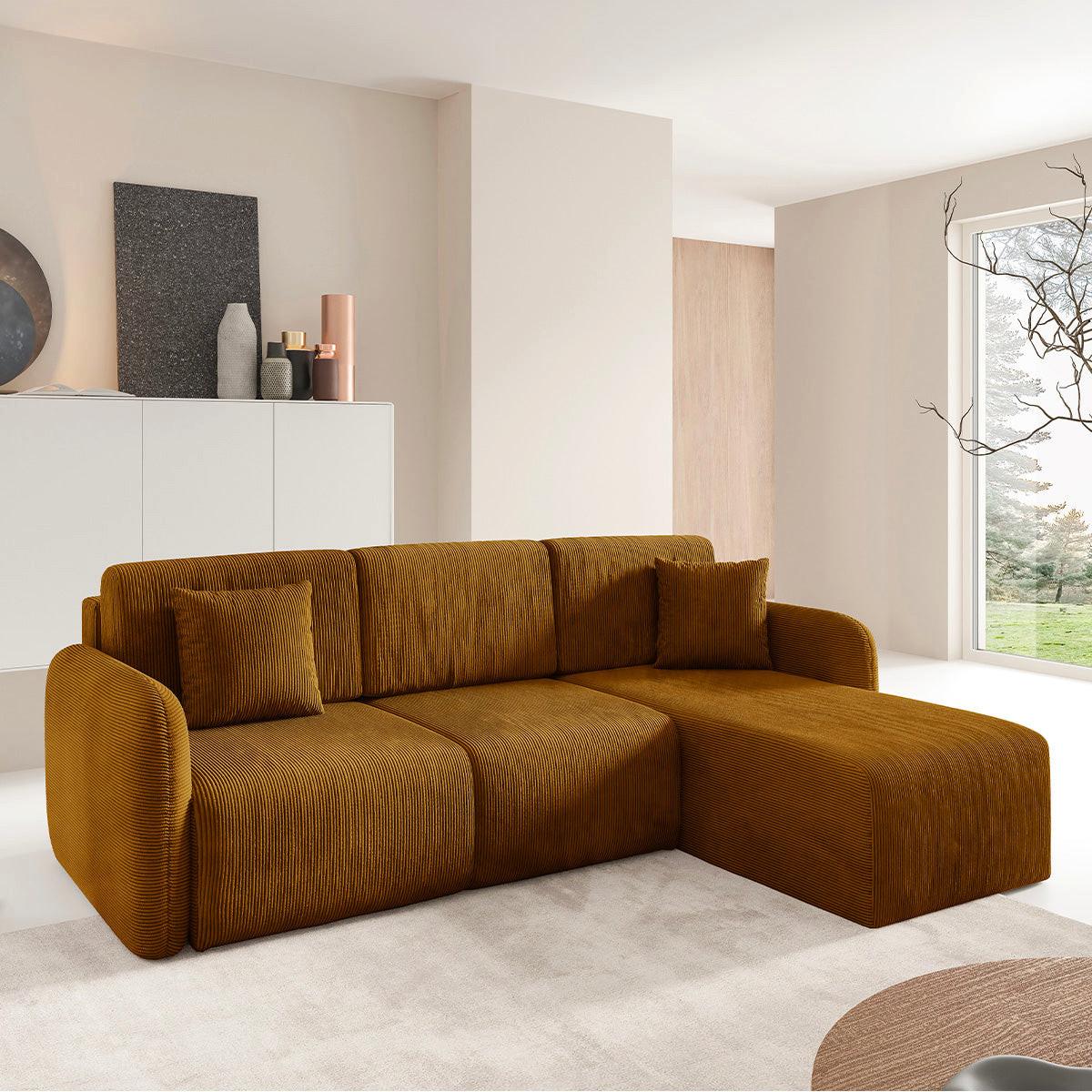 ECKSOFA Dora 3 Sitzplätze Braun - Braun, Holz (245/185cm) - Petits-meubles