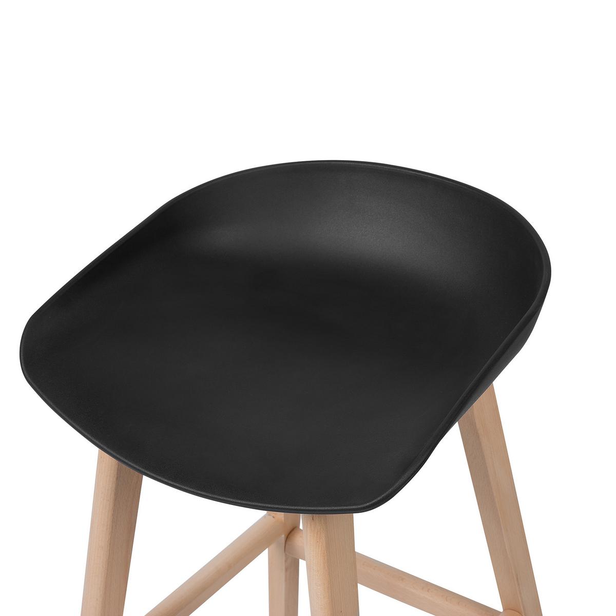 BARSTUHL 2er-Set Kunststoff Schwarz Micco - Schwarz, Holz/Kunststoff (42/85/46cm) - Beliani