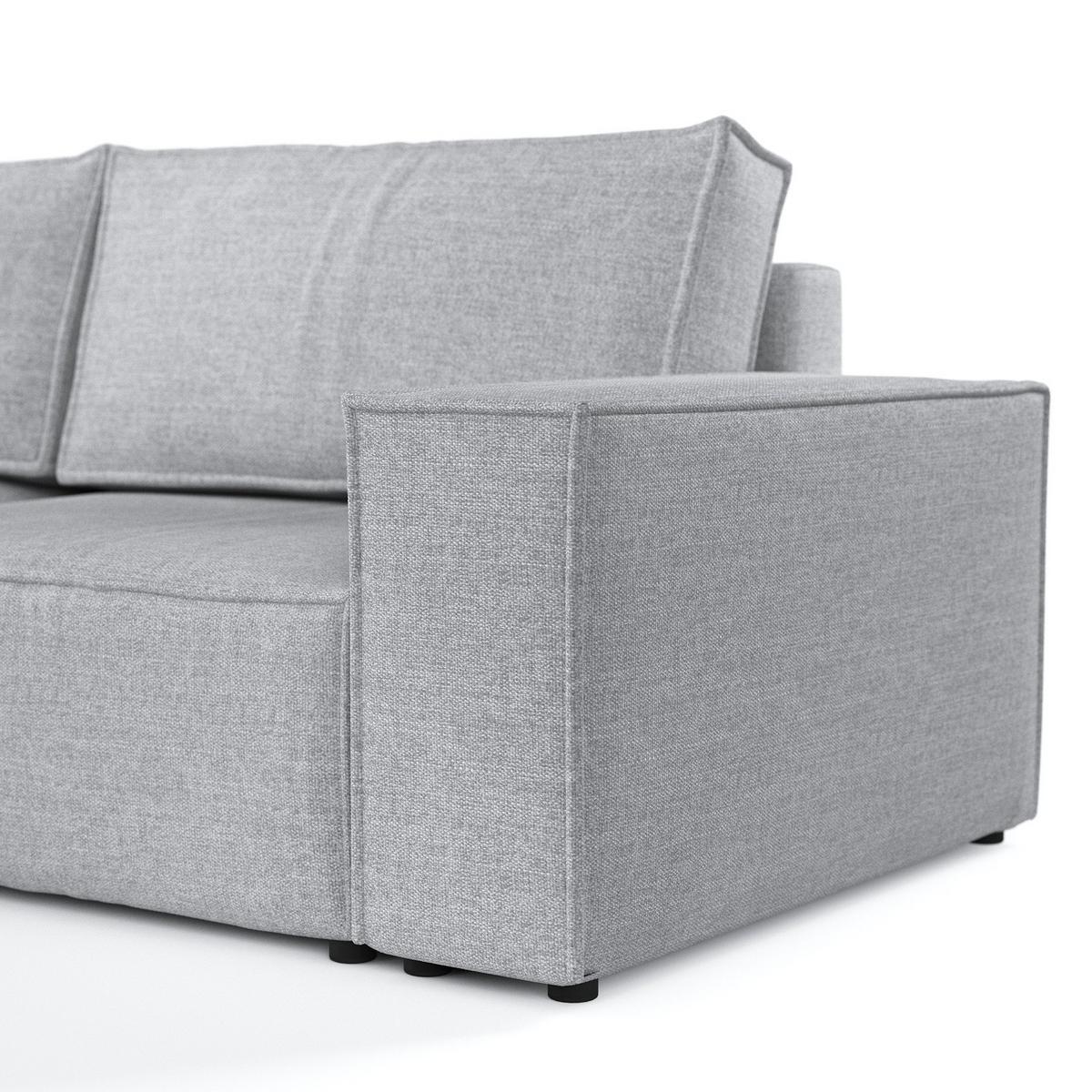 ECKSOFA CAVO mit Schlaffunktion Hellbeige im City Stoff - Hellgrau/Schwarz, Holz/Holzwerkstoff (255/148cm) - AltaBeds