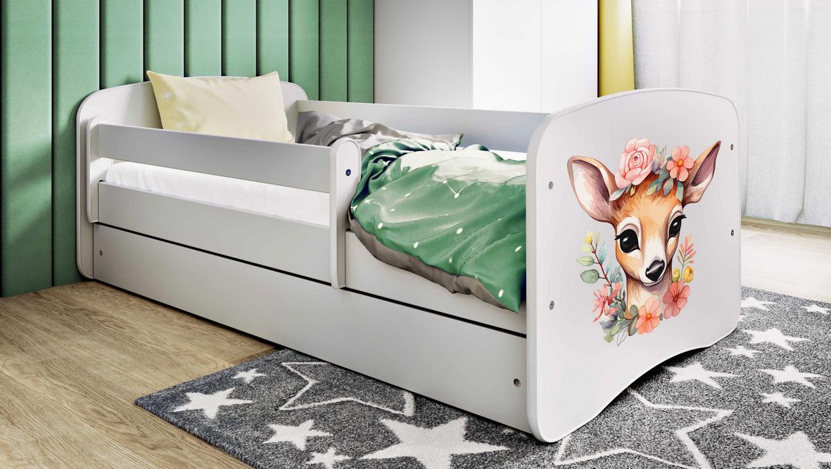 KINDERBETT Bambi mit Schublade 180/80 90/61/184 - Weiß, Holzwerkstoff (80/180cm) - RAUMHIRSCH FURNITURE