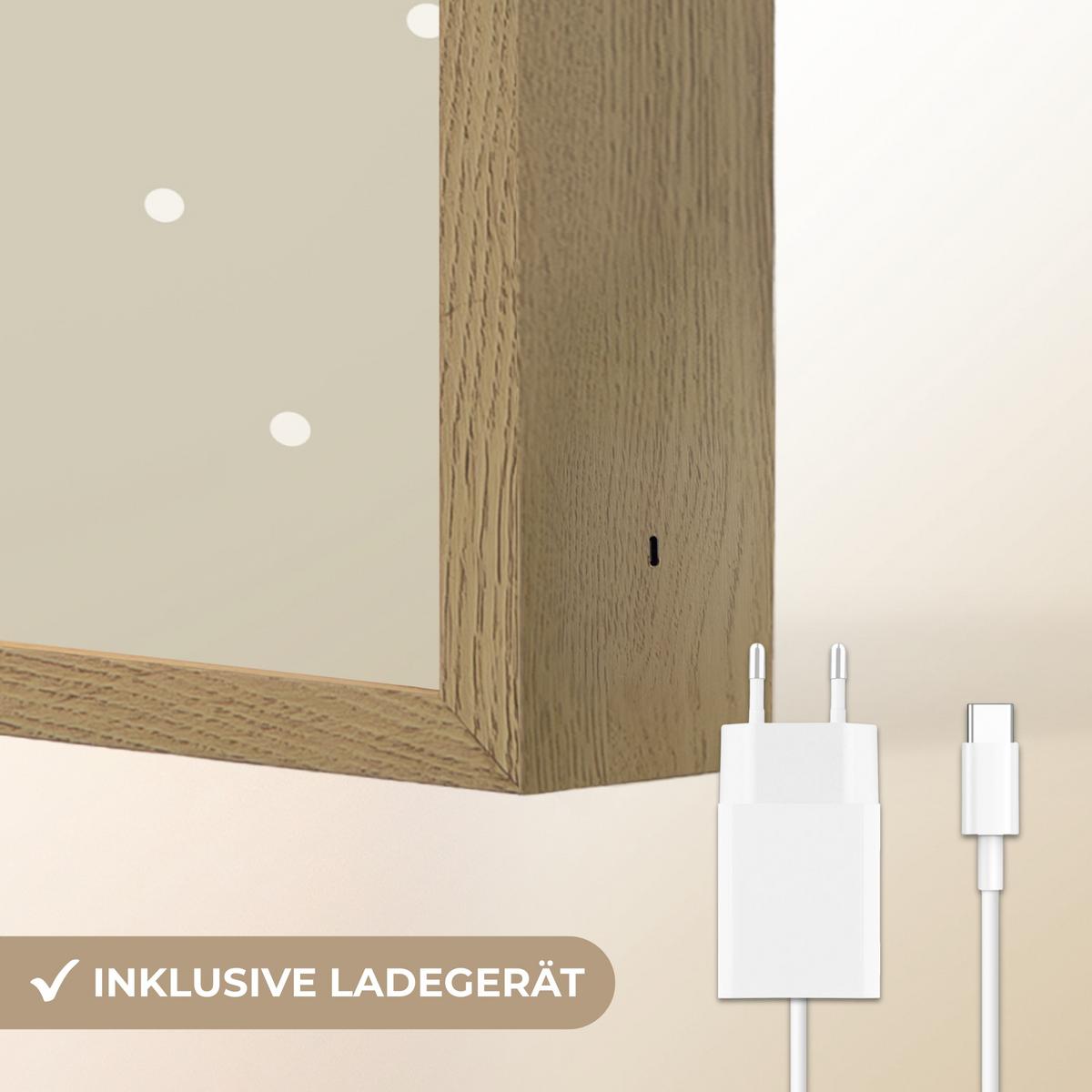 NACHTTISCHLAMPE MIT AKKU Einhorn - Weiß - Punkte 40x30 cm - Taupe, Holzwerkstoff (8/40/30cm) - OnlyWow