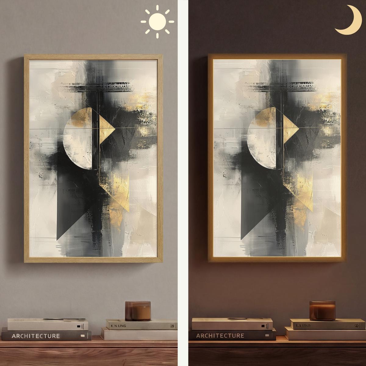 WANDLEUCHTE MIT AKKU Abstrakt - Schwarz - Farbe - Modern 40x60 cm - Grau, Holzwerkstoff (40/60/8cm) - OnlyWow