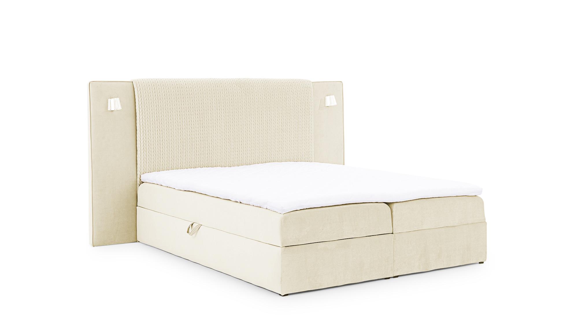 BOXBETT Marten Magic Velvet Set.1 - Creme, Holzwerkstoff/Textil (140/200cm) - Fun Möbel