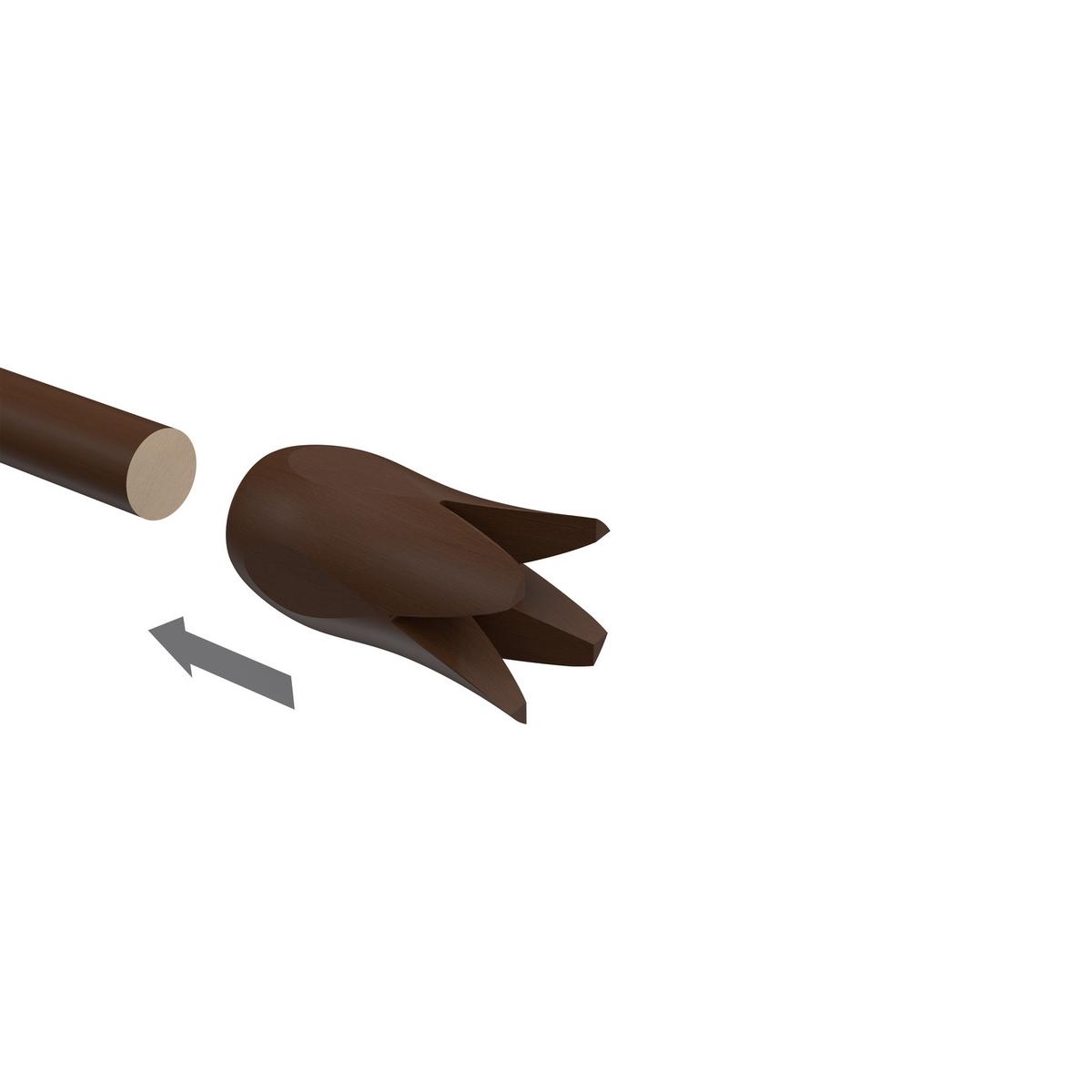 ENDSTÜCKE FÜR GARDINENSTANGEN 16 mm Ø, Flower Nussbaum, Packung 2 Stück - Nussbaumfarben, Holz (5.4/2.5/2.5cm) - INTERDECO
