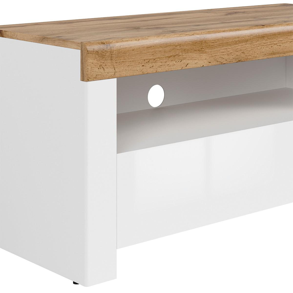 TV-MÖBEL Hella Weiß und Holz - Weiß, Holzwerkstoff (106/50/42cm) - Petits-meubles