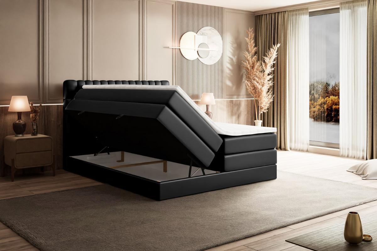 BOXSPRINGBETT SERENE KING - 120 x 200 - H3/H4 - Schwarz Hochglanz - Schwarz Hochglanz, Holzwerkstoff (120/200cm) - ALTDECOR