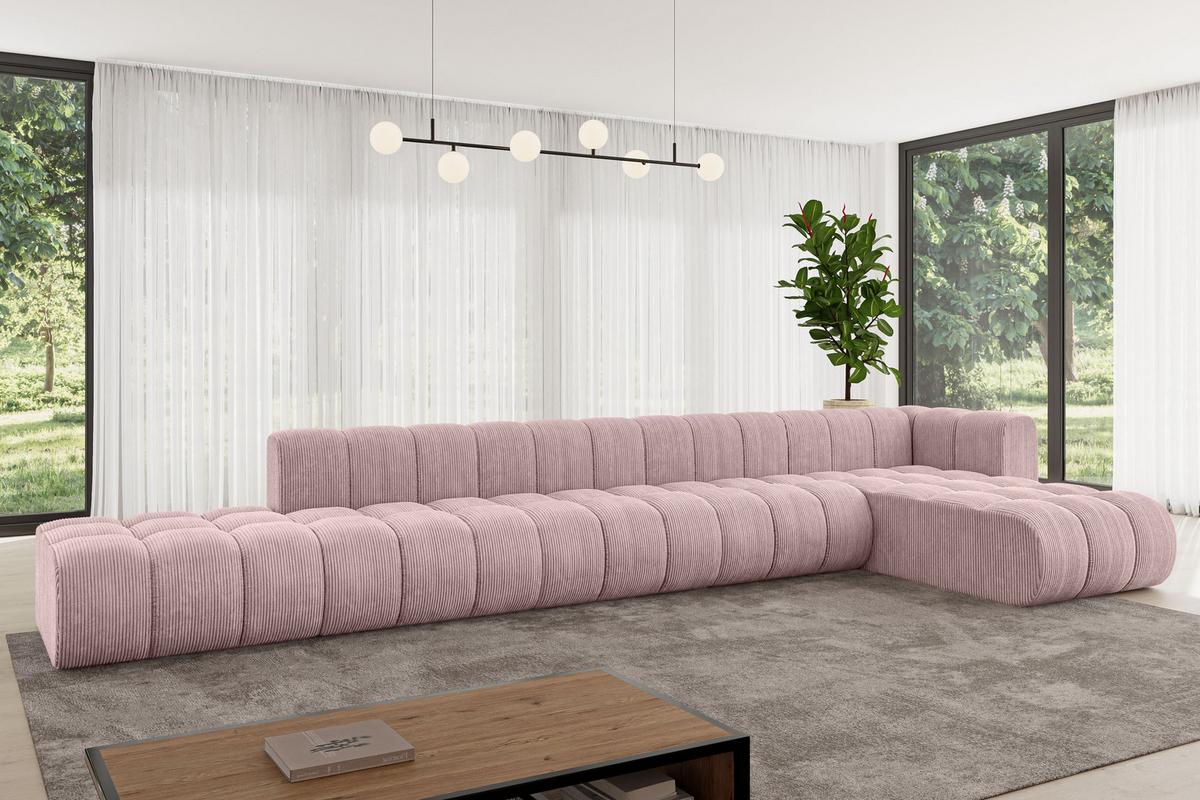 ECKSOFA modulares Sofa Zuvon-L3 - 478x177x70 cm Rosa - Rosa, Holzwerkstoff/Textil (478/177cm) - ALTDECOR